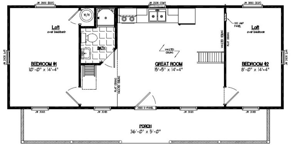 15x40 Cape Cod Recreational Floor Plan 15CA705 Custom
