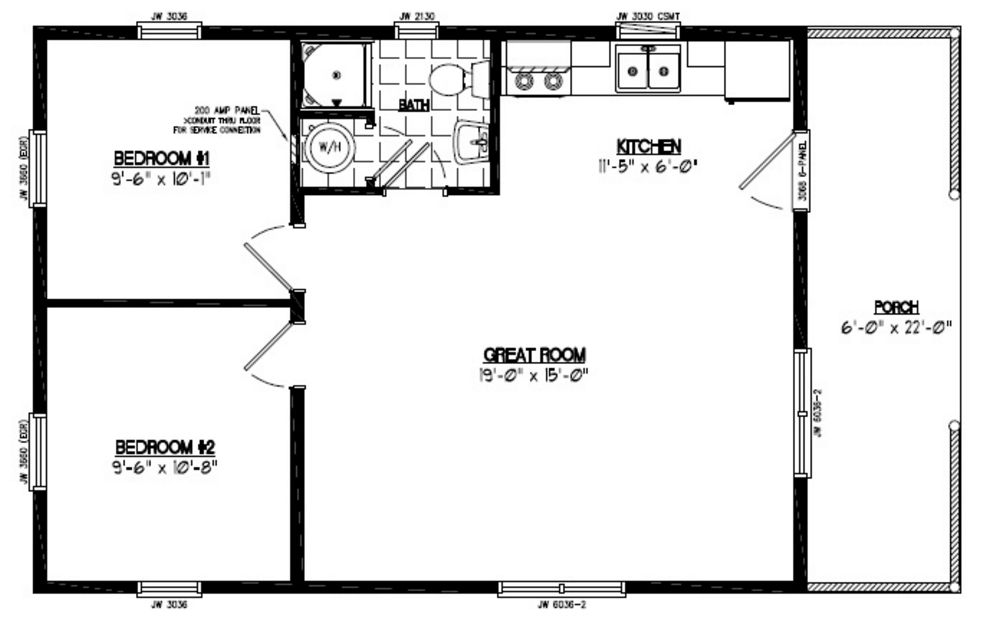 22x36 Settler Certified Floor Plan 22SR501 Custom Barns