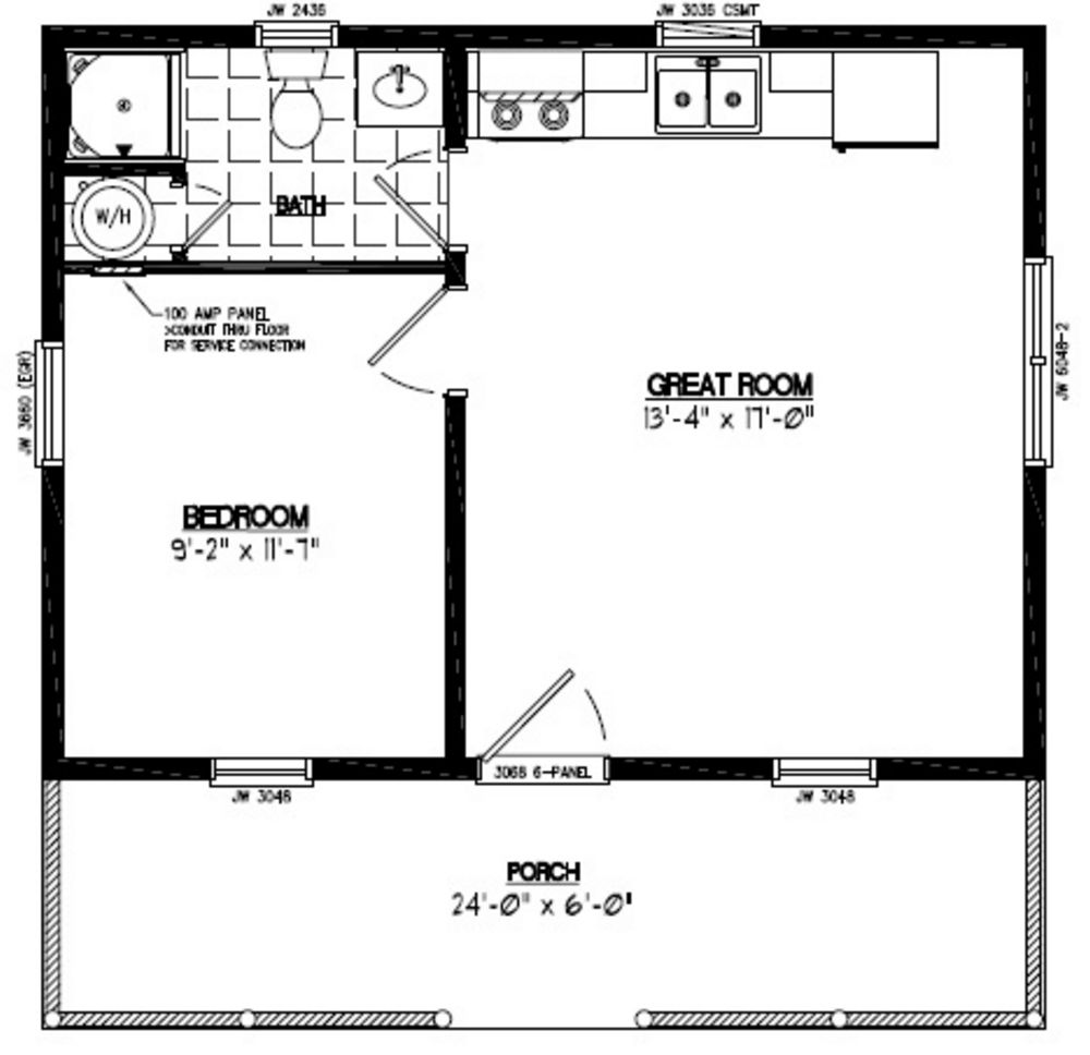 24x24 Lincoln Certified Floor Plan 24LN901 Custom Barns
