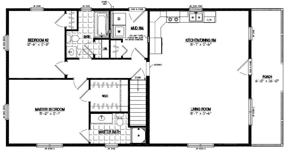 26x52 Settler Certified Floor Plan 26SR506 Custom Barns