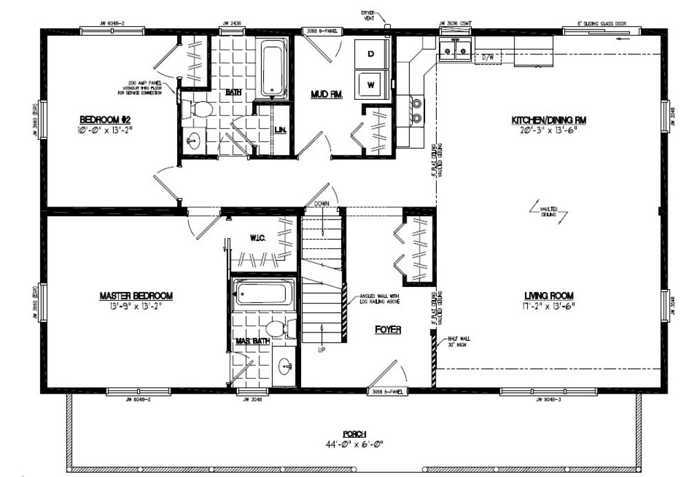 28x48 Mountaineer Deluxe Certified Floor Plan 28MD1405