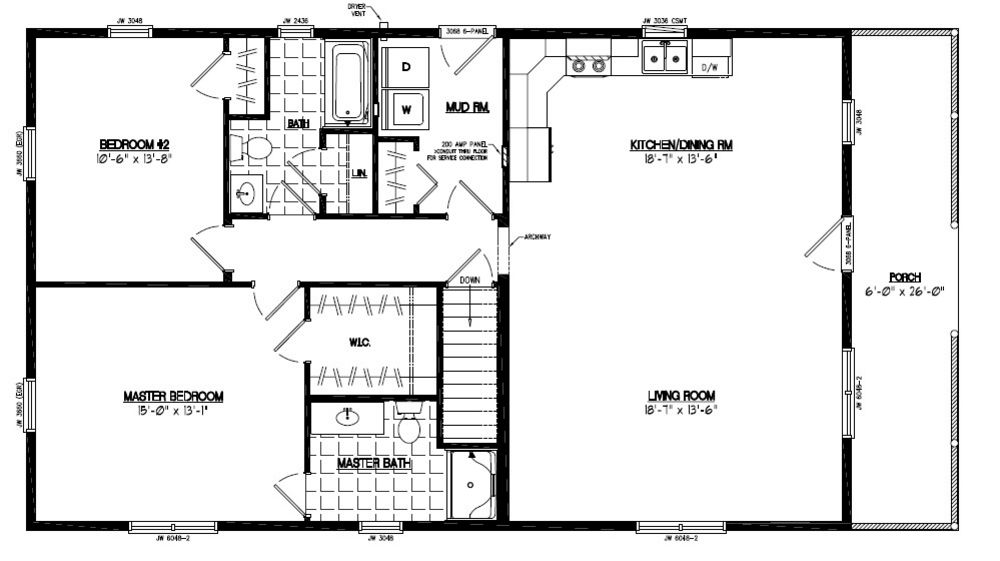 28x52 Settler Certified Floor Plan 28SR506 Custom Barns