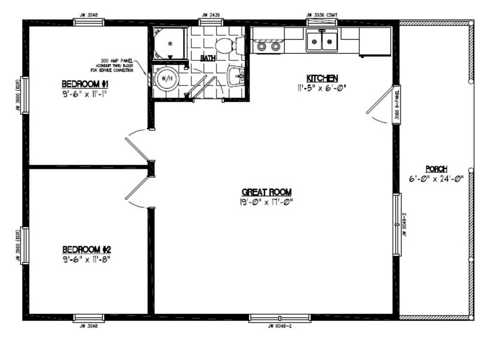 24x36 Settler Certified Floor Plan 24SR501 Custom Barns