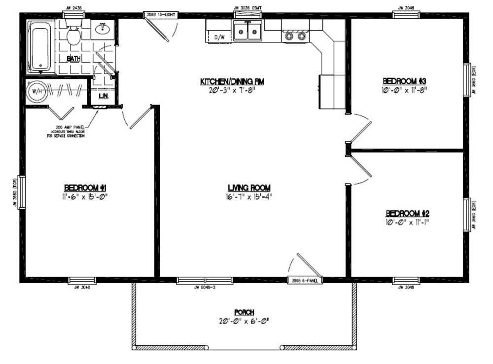 24x40 Pioneer Certified Floor Plan 24PR1203 Custom